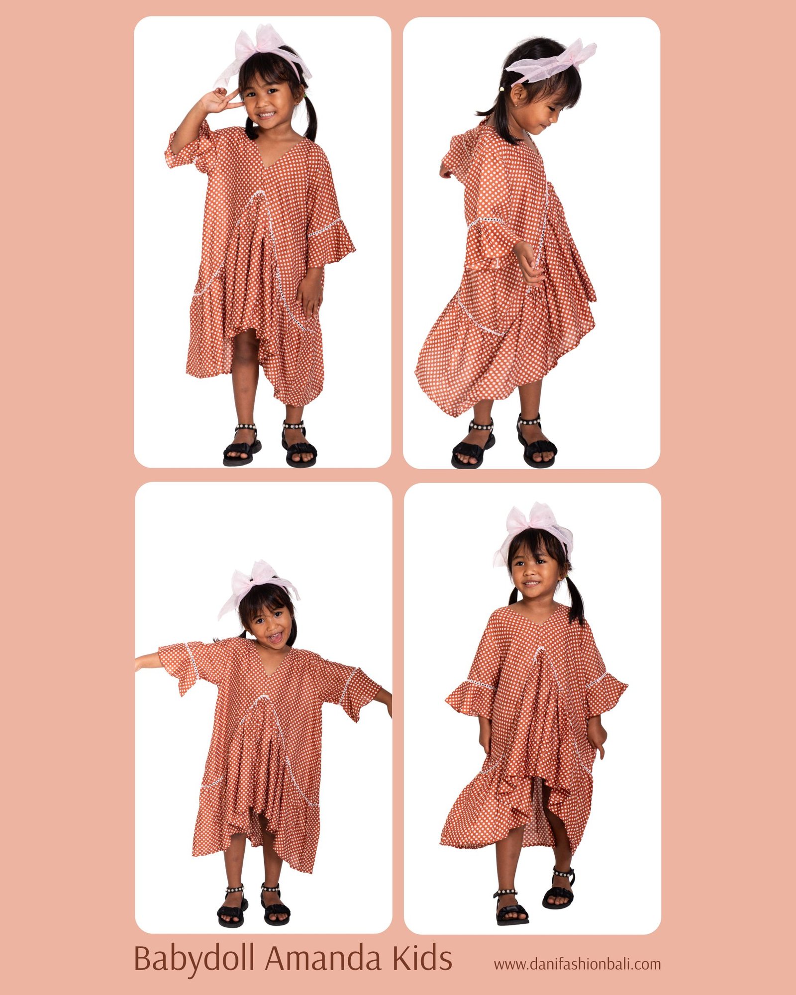 girls boho high-low ruffle dress Babydoll Amanda Kids multi angle